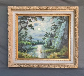 OIL PAINTING OF MOONLIGHT ON A MOUNTAIN classic mural painting