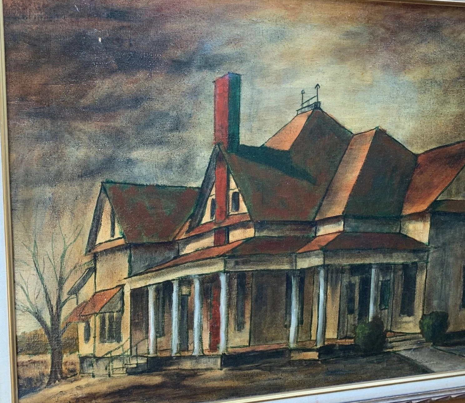 OIL PAINTING OF OLD FARM HOUSE WITH GREAT COLORS