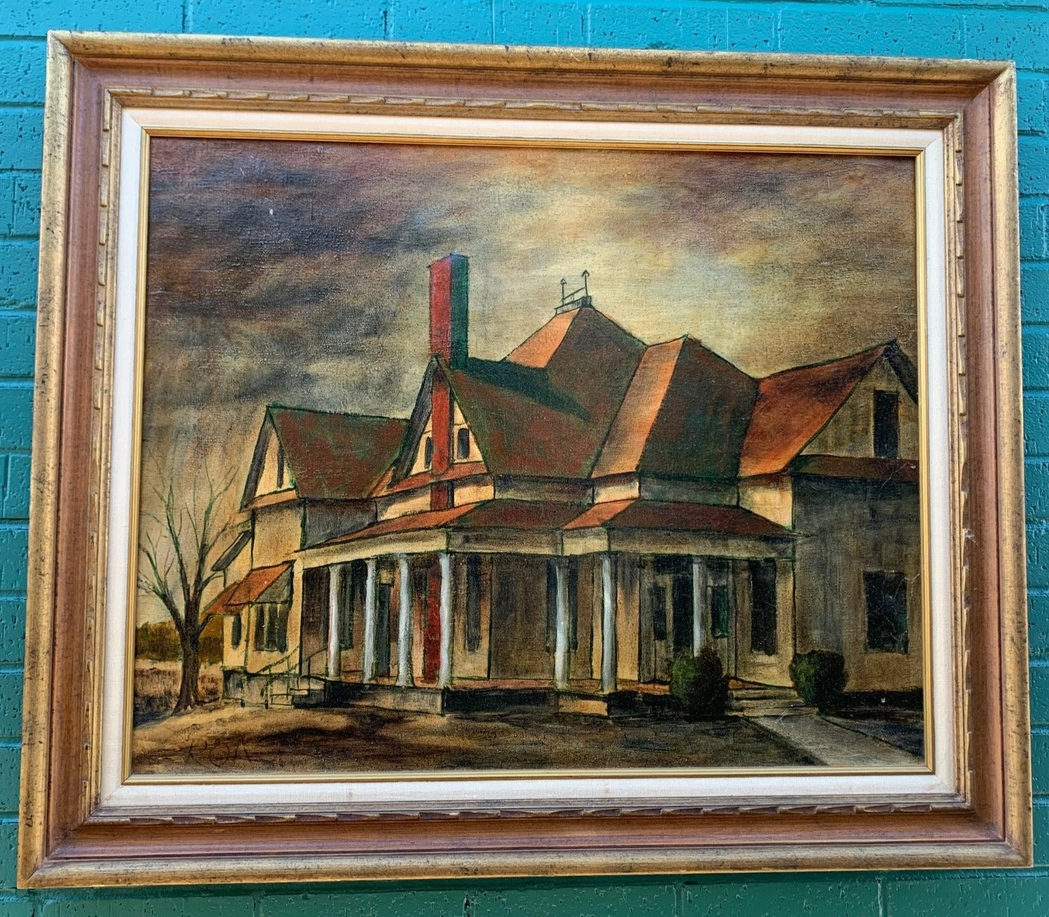 OIL PAINTING OF OLD FARM HOUSE WITH GREAT COLORS classic mural painting