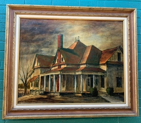 OIL PAINTING OF OLD FARM HOUSE WITH GREAT COLORS classic mural painting