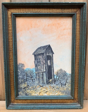 OIL PAINTING OF OUT HOUSE BY RUDOLPH COTE classic mural painting