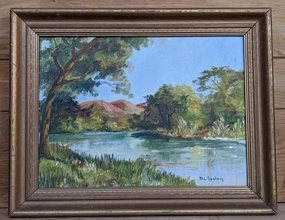 OIL PAINTING OF RIVER LANDSCAPE classic mural painting