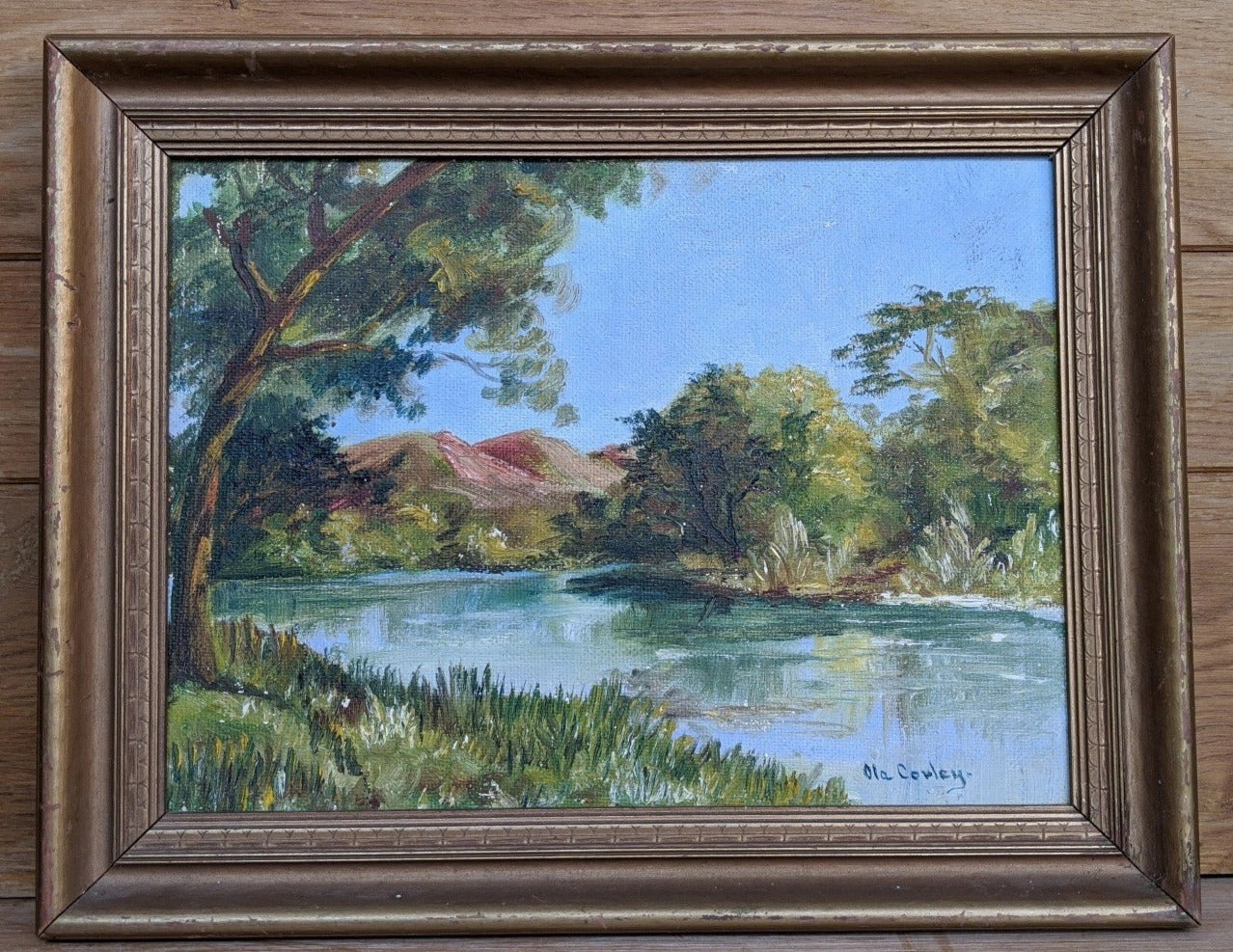 OIL PAINTING OF RIVER LANDSCAPE classic mural painting
