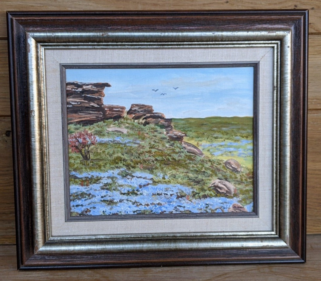 OIL PAINTING OF ROCK OUTCROPPING classic mural painting