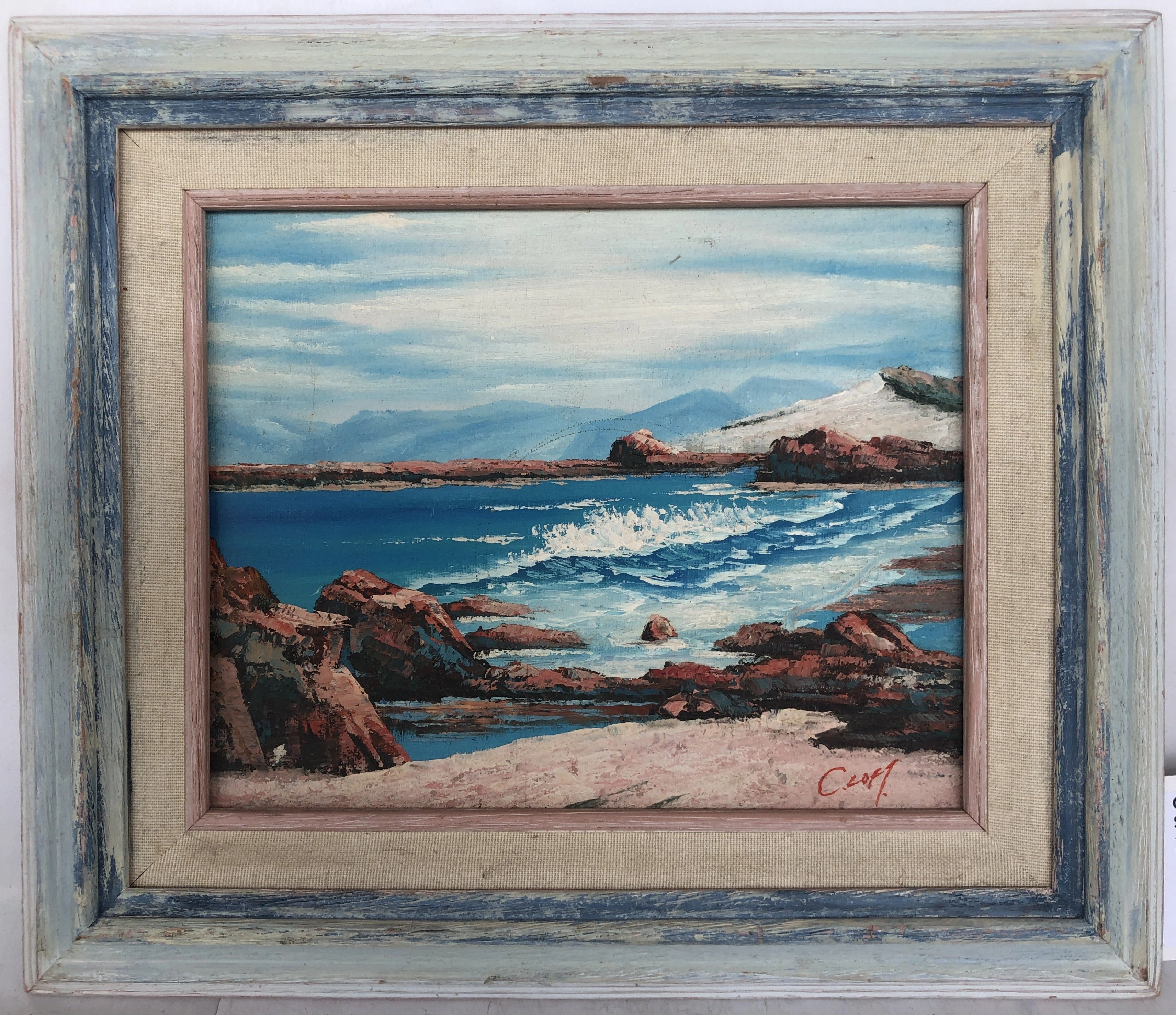 OIL PAINTING OF SEASCAPE SIGNED BY C. LOFT classic mural painting