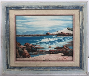 OIL PAINTING OF SEASCAPE SIGNED BY C. LOFT classic mural painting