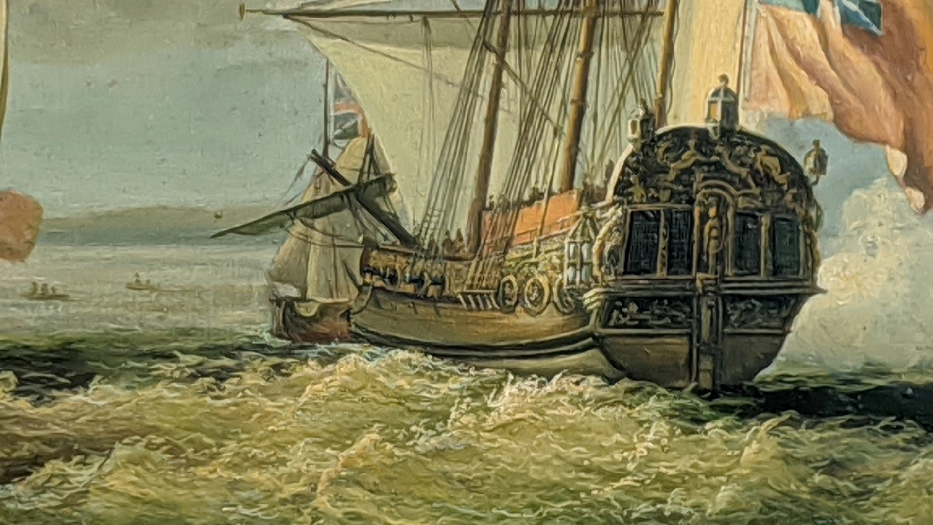 OIL PAINTING OF SHIPS-NOT OLD