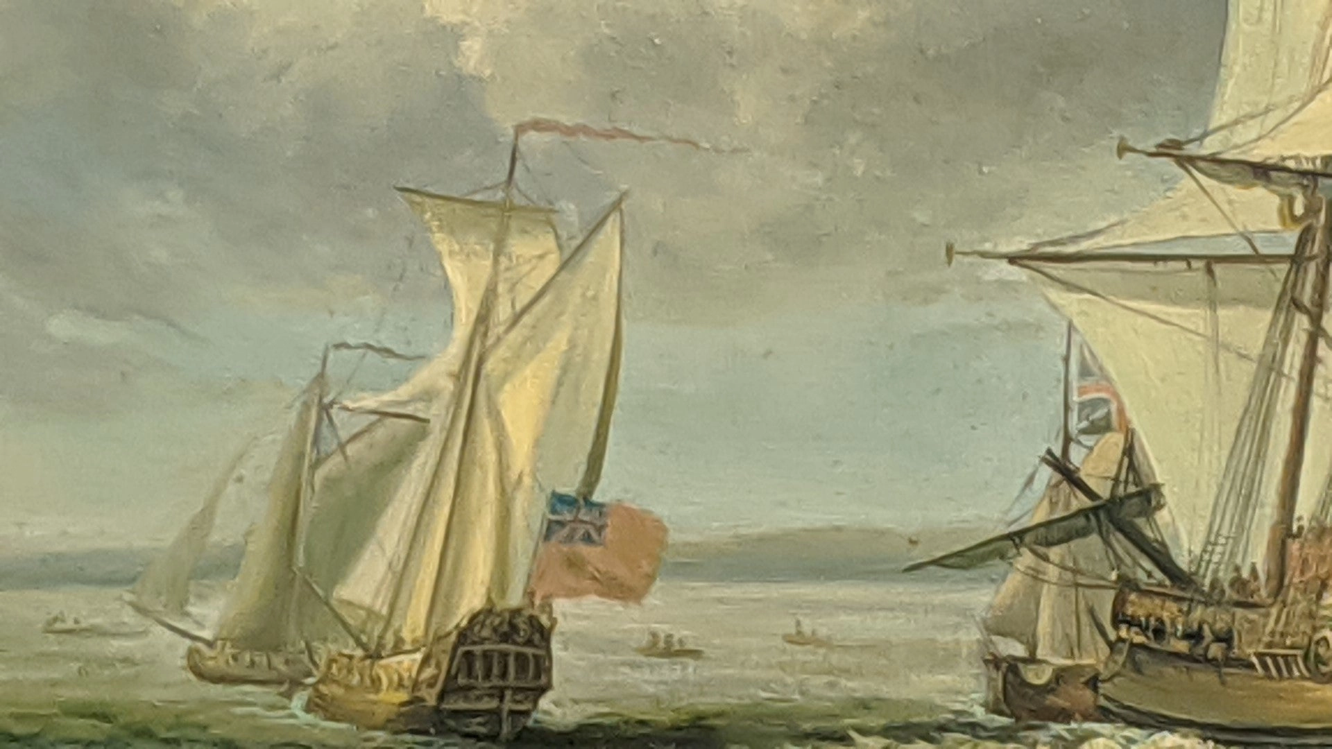 OIL PAINTING OF SHIPS-NOT OLD