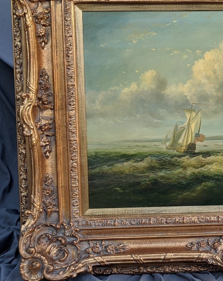 OIL PAINTING OF SHIPS-NOT OLD