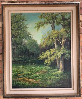 OIL PAINTING OF TEXAS COTTONWOOD TREES classic mural painting