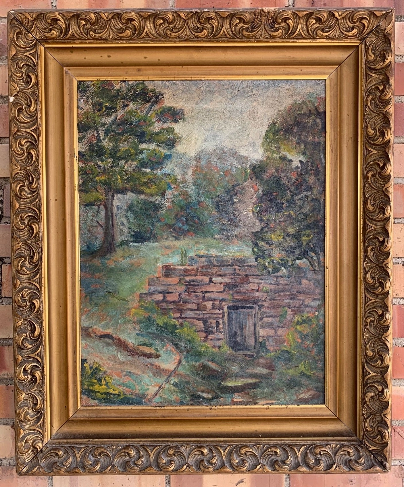 OIL PAINTING OF TEXAS ROOT CELLAR classic mural painting