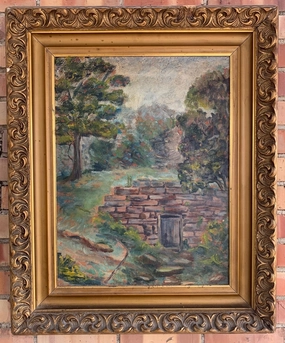 OIL PAINTING OF TEXAS ROOT CELLAR classic mural painting