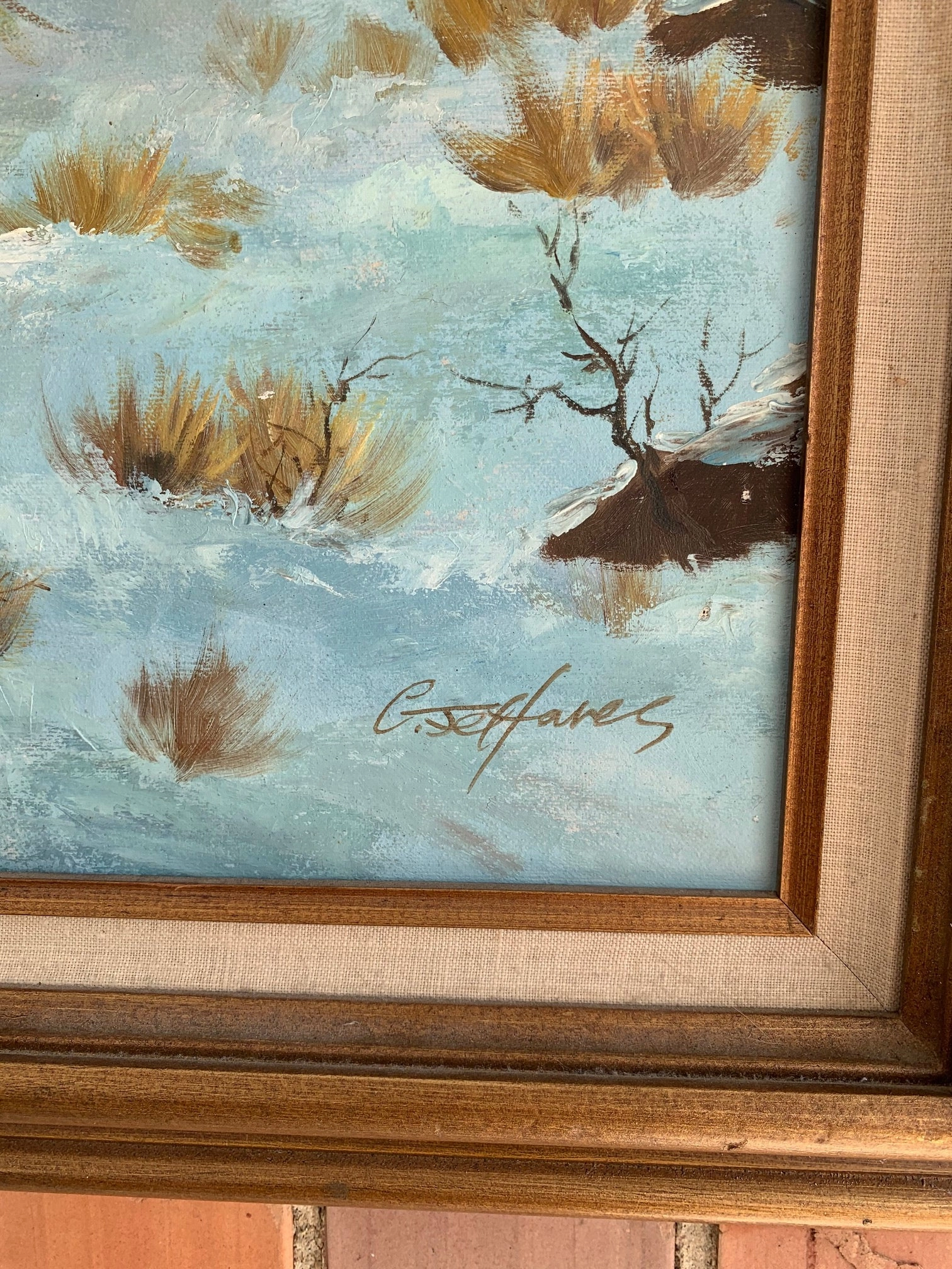 OIL PAINTING OF TEXAS SCENE WITH COWBOYS ON HORSES