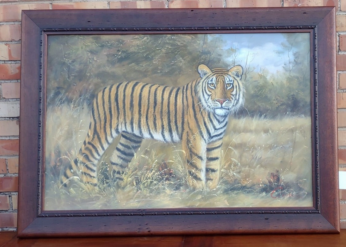 OIL PAINTING OF TIGER -SIGNED