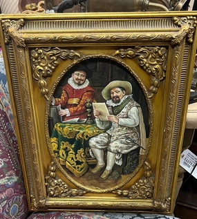 OIL PAINTING OF TWO FRENCH NOBLEMEN classic mural painting