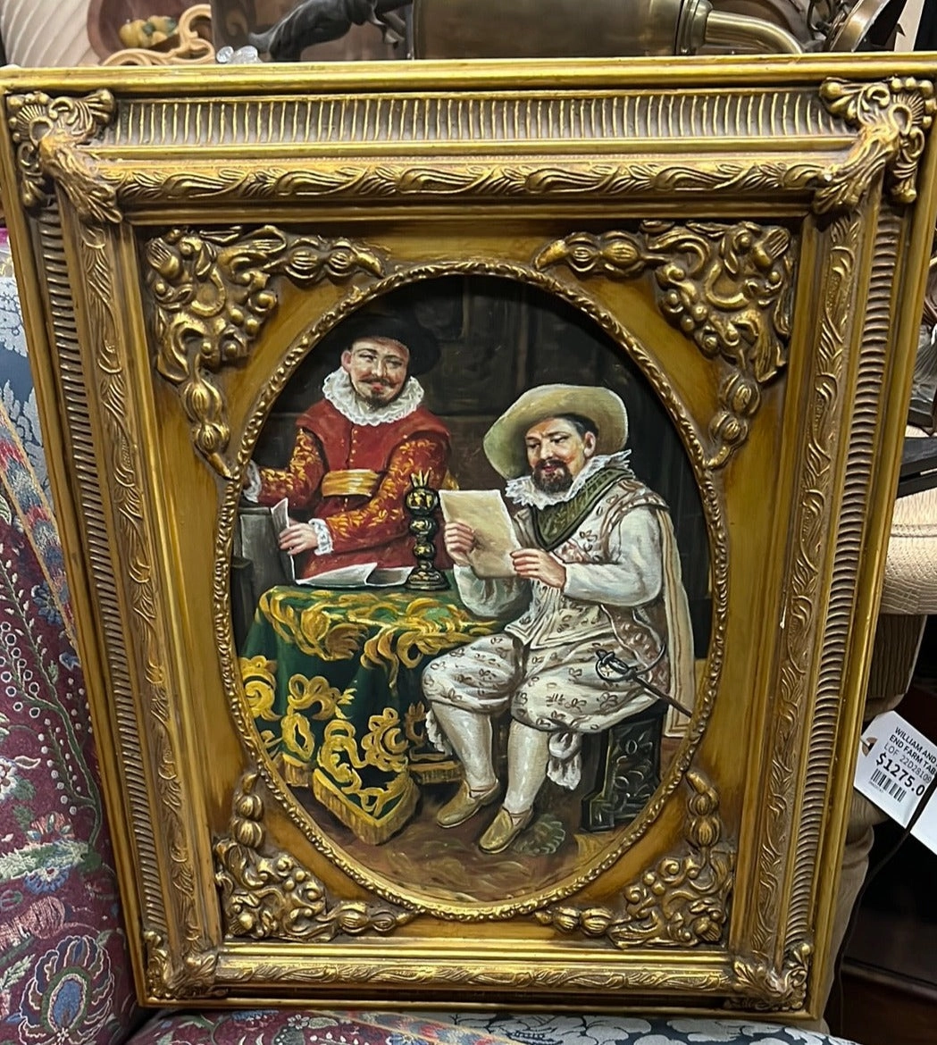 OIL PAINTING OF TWO FRENCH NOBLEMEN classic mural painting