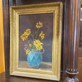 OIL PAINTING OF YELLOW FLOWERS IN NICE FRAME classic mural painting