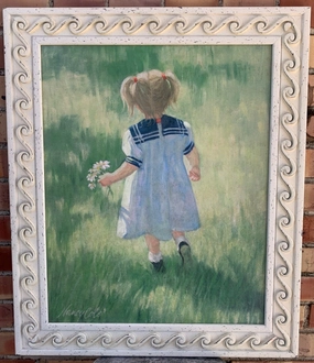 OIL PAINTING OF YOUNG GIRL BY NANCY COLE classic mural painting