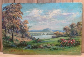 OIL PAINTING ON BOARD BY J. WESTERWICK 1943 classic mural painting