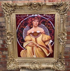 OIL PAINTING PORTRAIT OF LADY IN GOLD FRAME classic mural painting