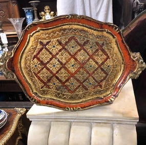 ORANGE MEDIUM FLORENTINE TRAY interior room decor