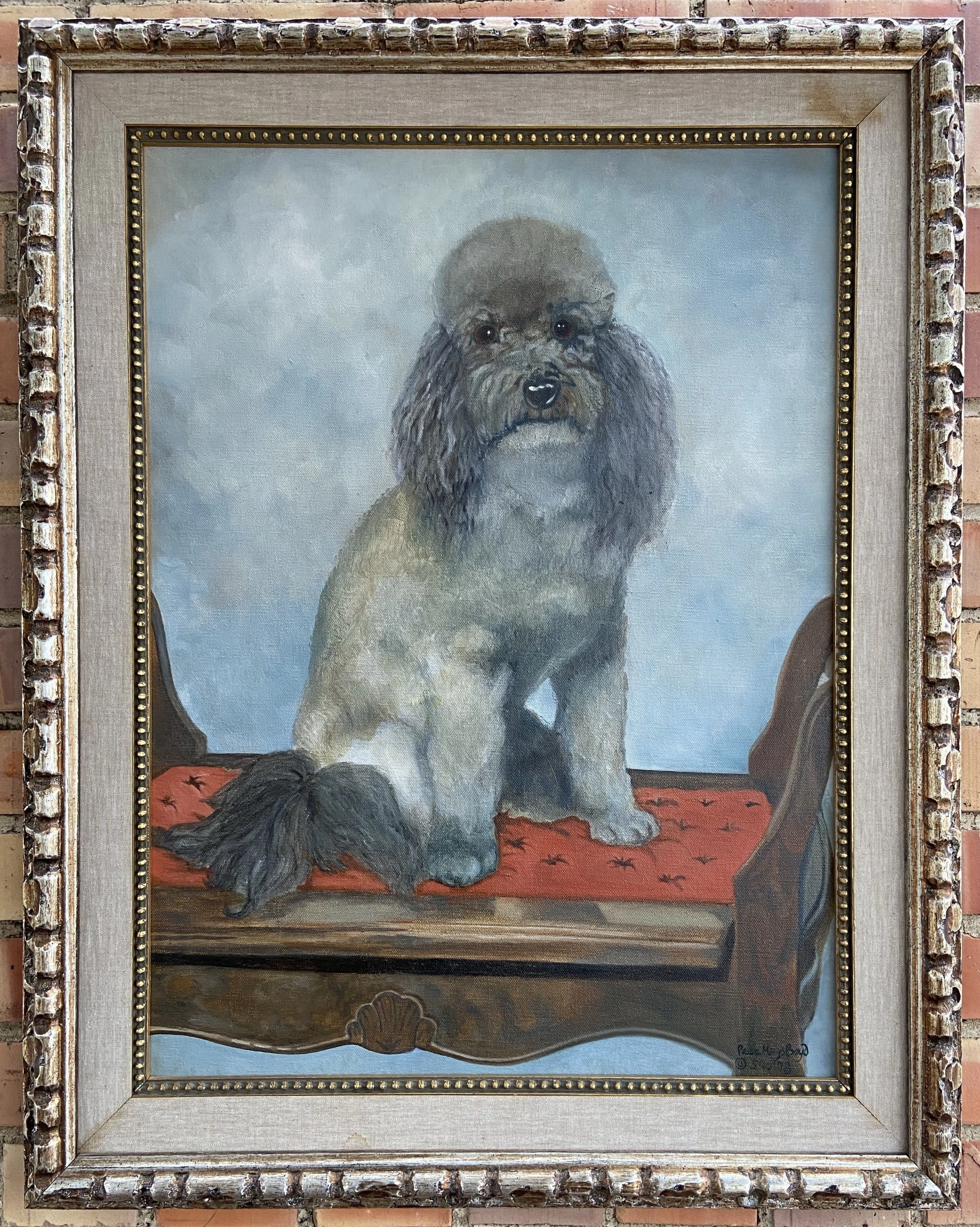 ORIGINAL OIL PAINTING OF POODLE classic mural painting