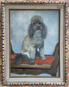 ORIGINAL OIL PAINTING OF POODLE classic mural painting
