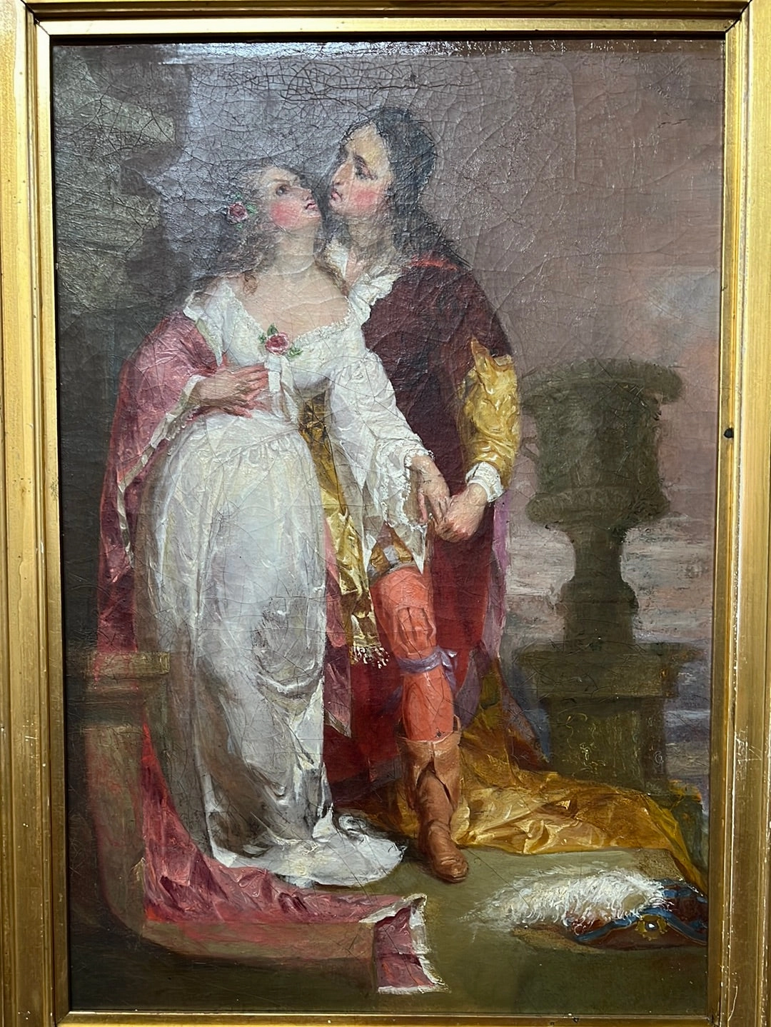 ORNATE GILT FRAMED 19TH CENTURY OIL PAINTING ON CANVAS OF LOVERS