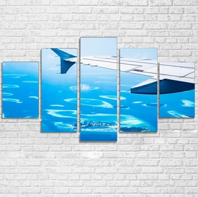 Outstanding View Through Airplane Wing Printed Multiple Canvas Poster canvas mural art