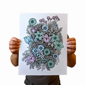 Overgrowth Blue 11" x 14" Print framed wall decor