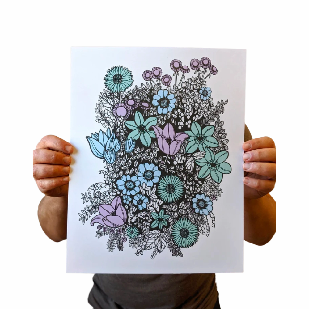 Overgrowth Blue 11" x 14" Print framed wall decor