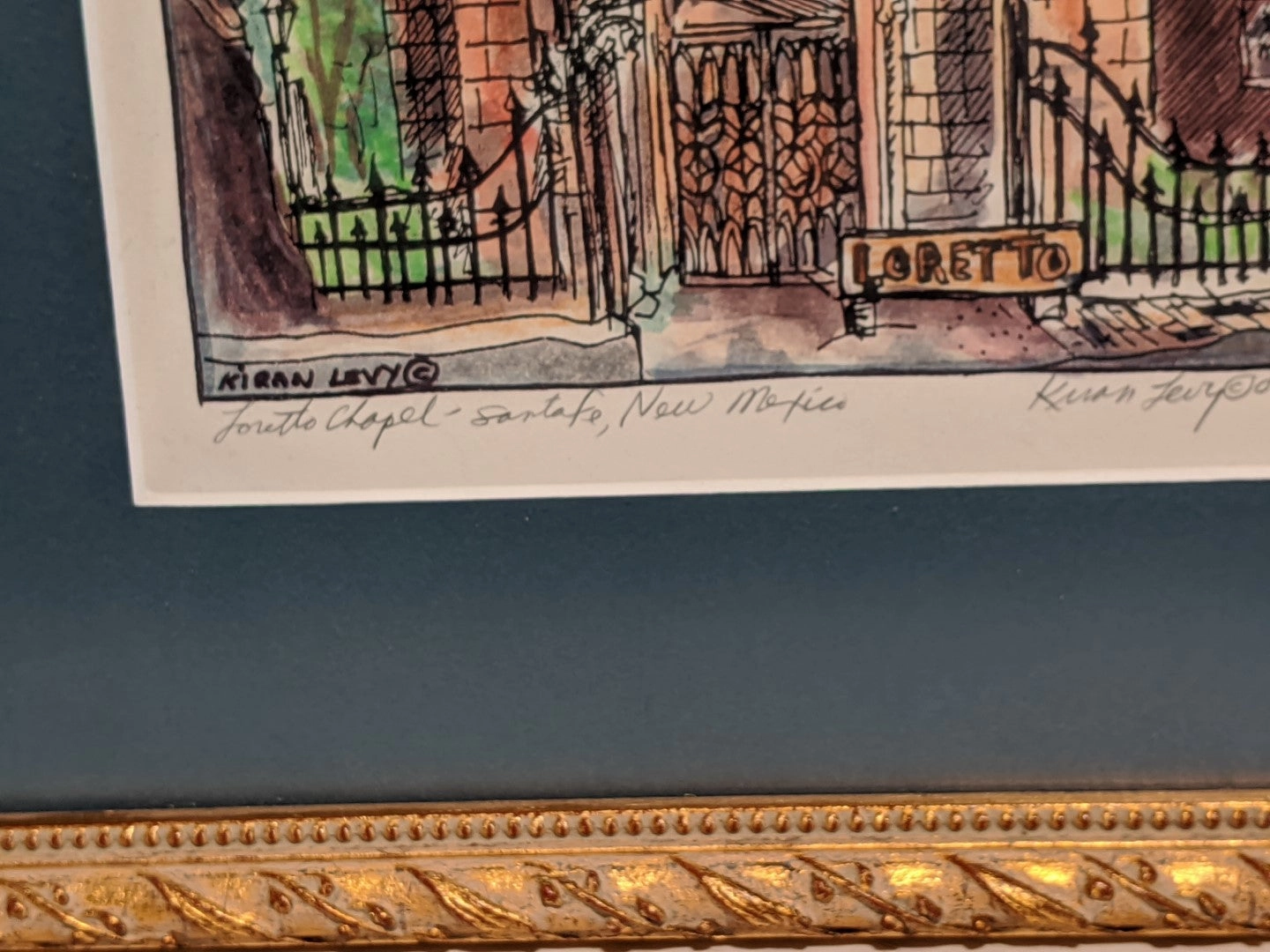 PAINTING OF LORETTO CHAPEL CHURCH NEW MEXICO  BY KARIN LEVY