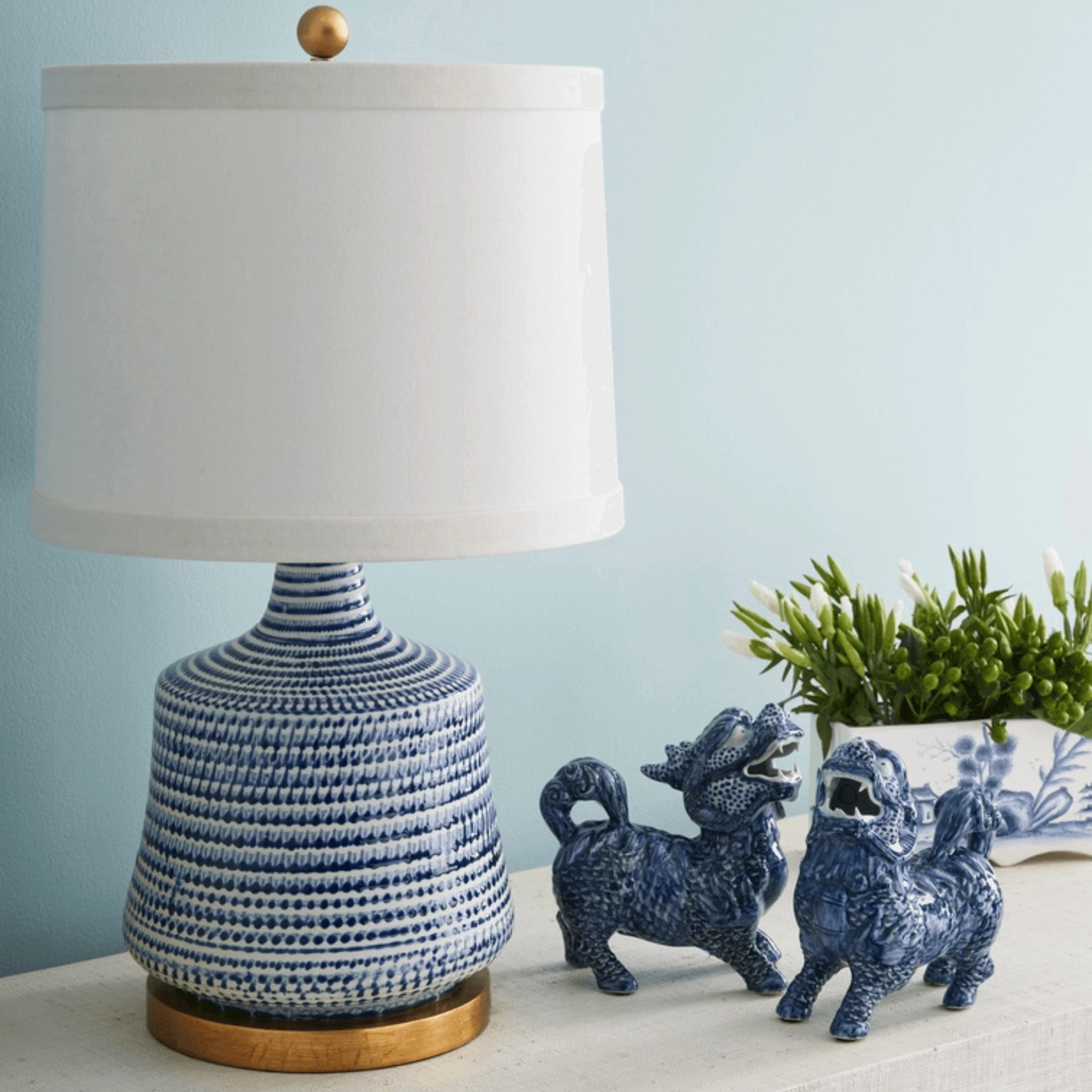 Pair of Blue Glaze Ceramic Foo Dogs