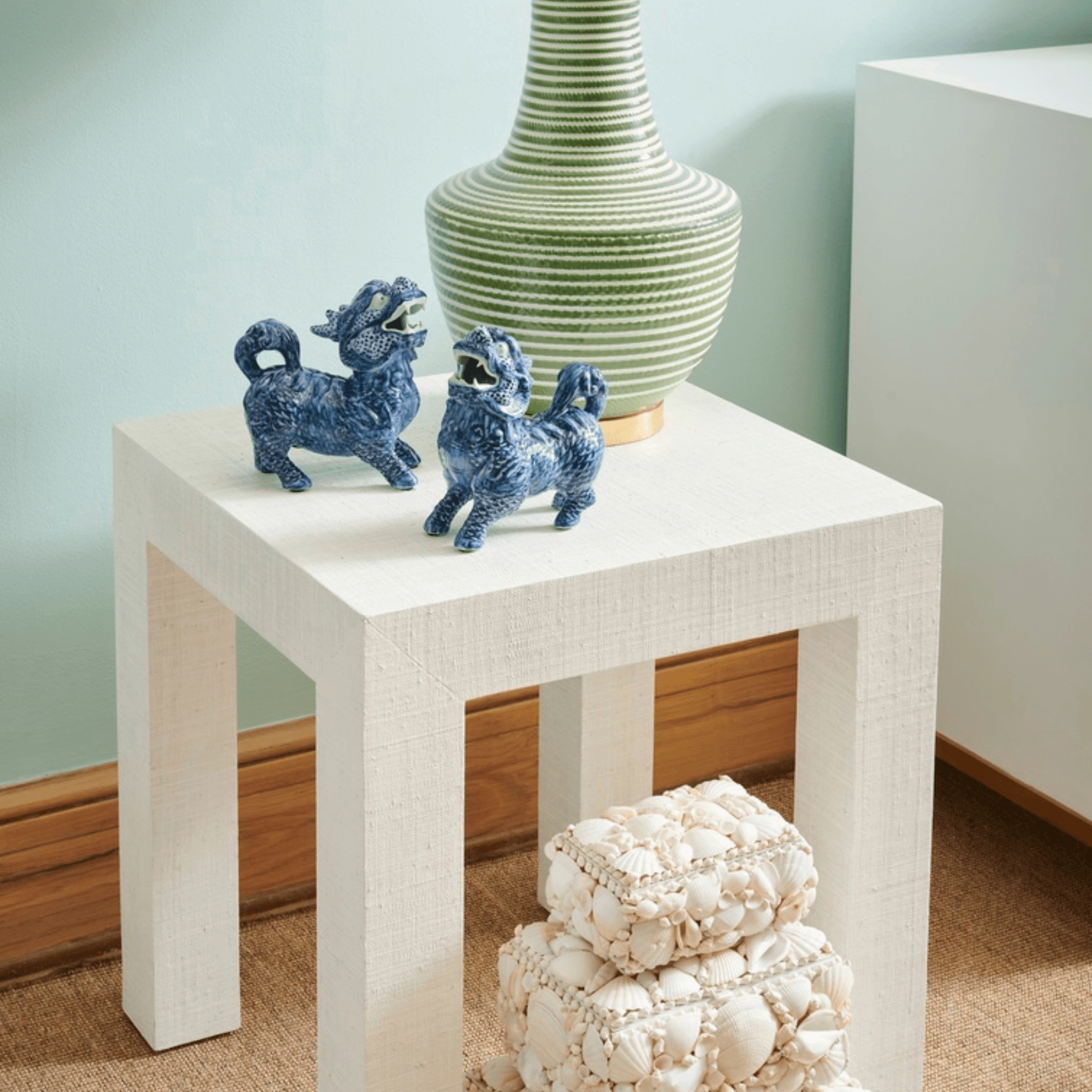 Pair of Blue Glaze Ceramic Foo Dogs