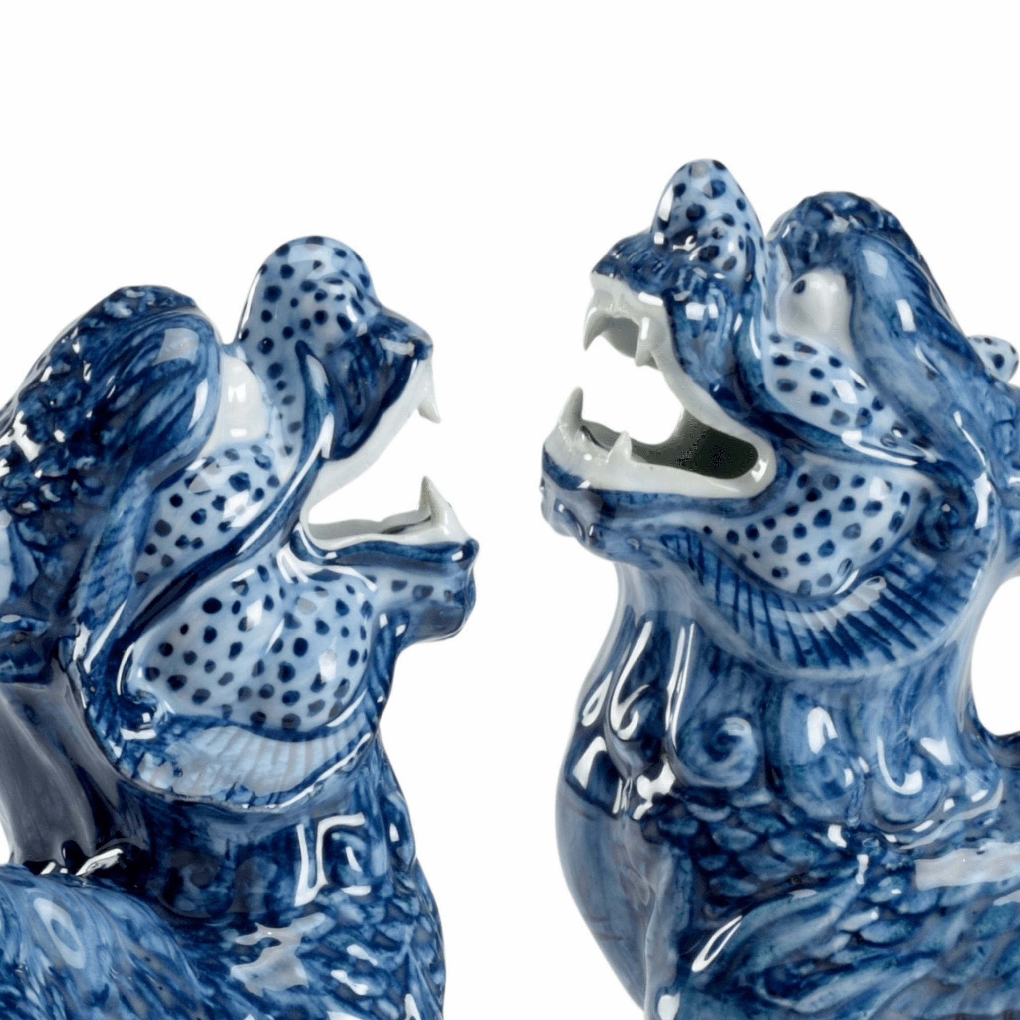 Pair of Blue Glaze Ceramic Foo Dogs