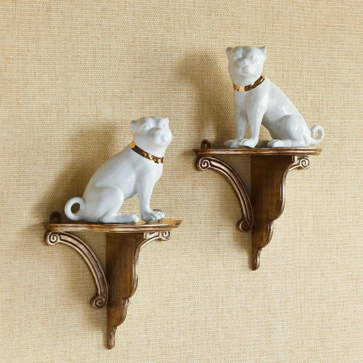Pair of Cream Pug Porcelain Figurines