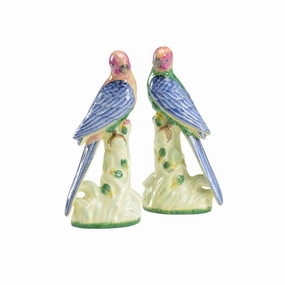 Pair of Decorative Porcelain Parakeets home display ornament