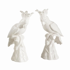 Pair of Hand Painted Ceramic Parrots home display ornament
