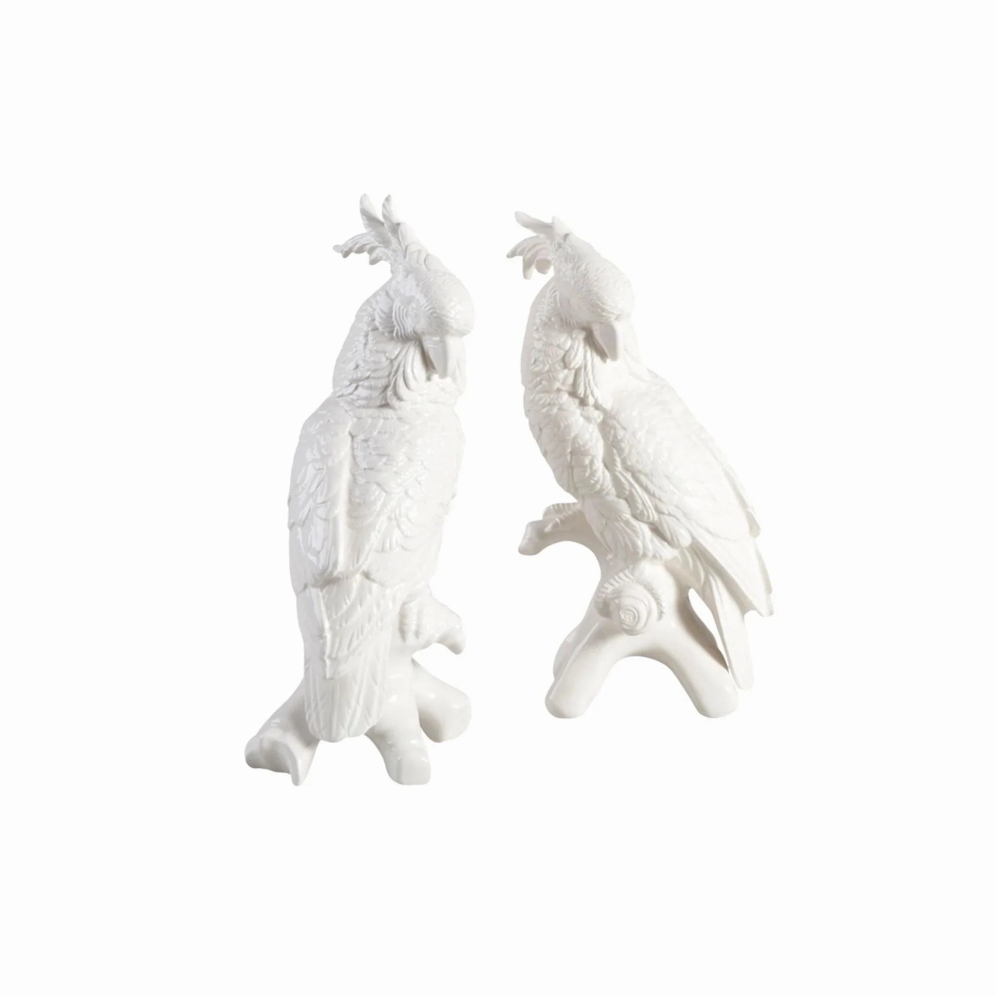 Pair of Large Ceramic Cockatoos home display ornament