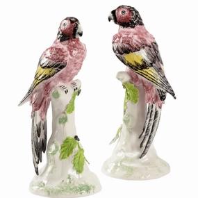 Pair of Large Ceramic Kenya Parrots home display ornament