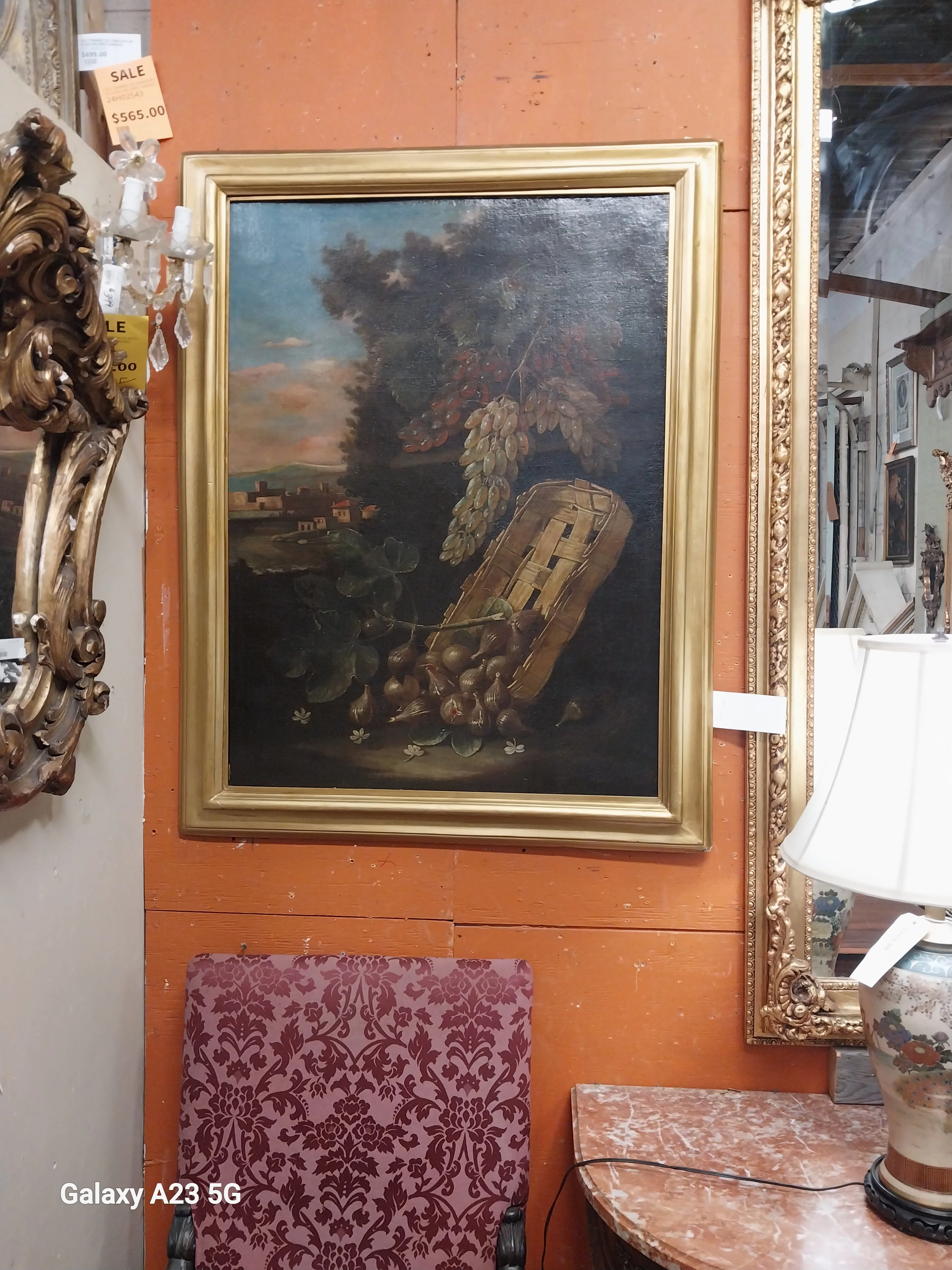 PAIR OF LARGE ITALIAN 18TH CENTURY STILL LIFE PAINTINGS ON CANVAS
