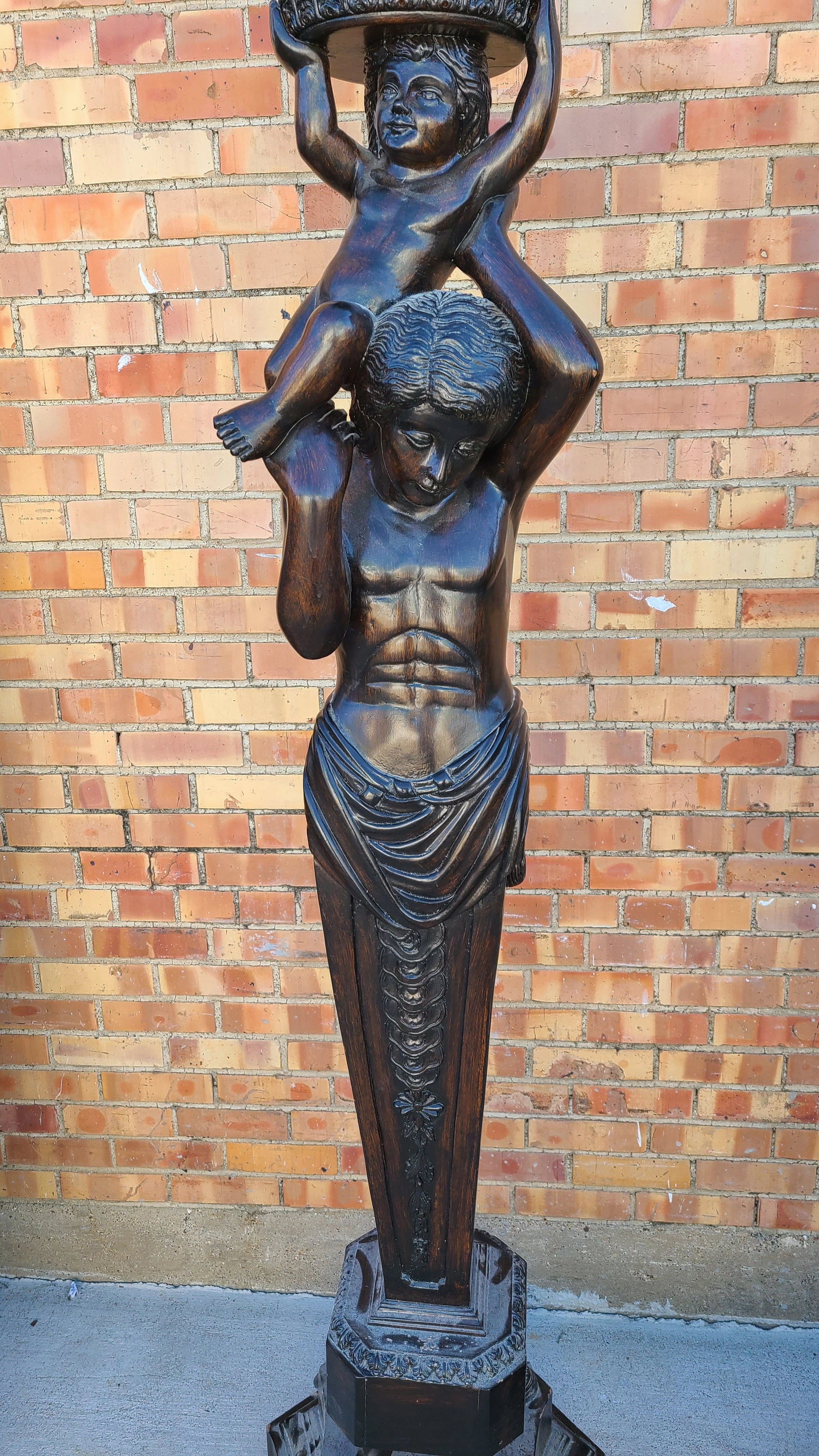 PAIR OF LARGE MAHOGANY PEDESTALS OR FIGURAL PLANT STANDS