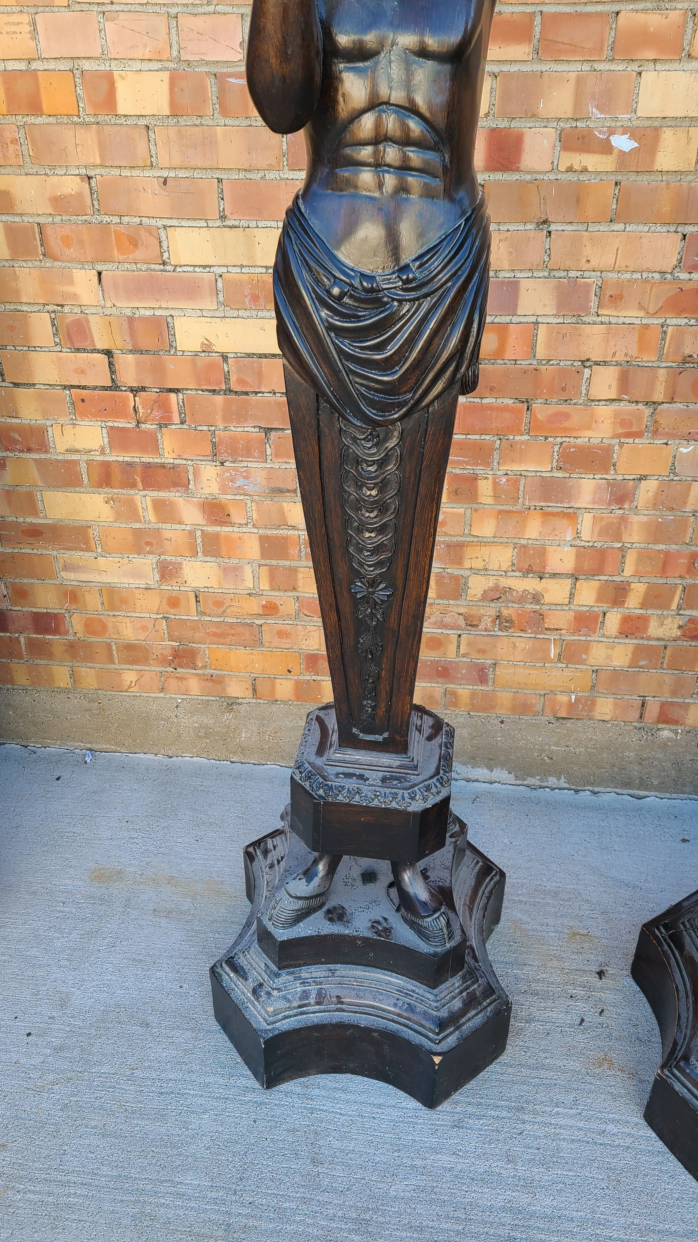 PAIR OF LARGE MAHOGANY PEDESTALS OR FIGURAL PLANT STANDS