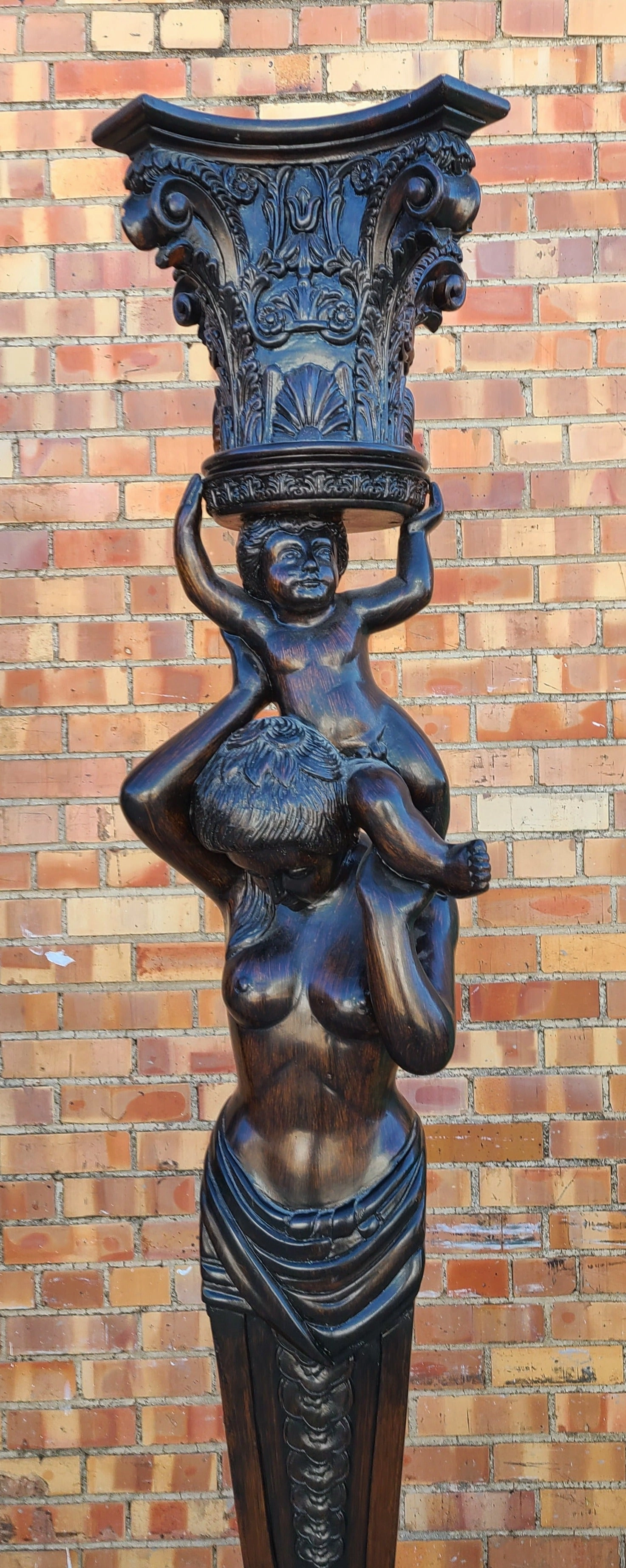 PAIR OF LARGE MAHOGANY PEDESTALS OR FIGURAL PLANT STANDS