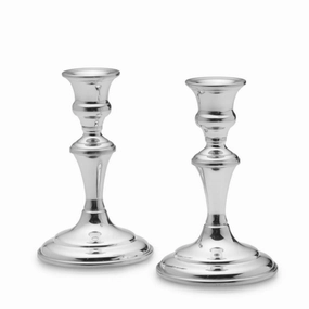 Pair of Medium Pewter Candlesticks home display ornament