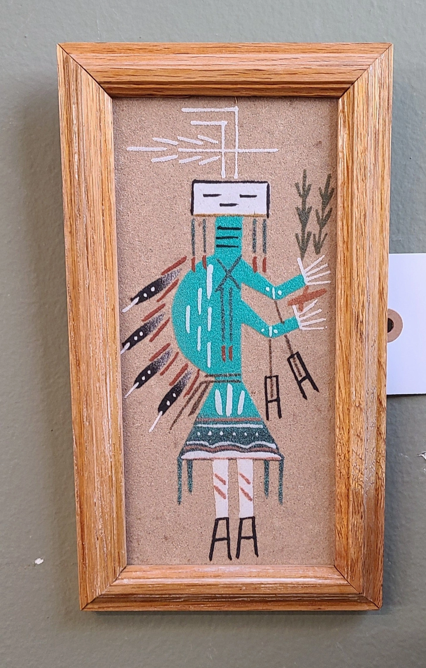 PAIR OF MINI NAVAJO SAND PAINTINGS classic mural painting