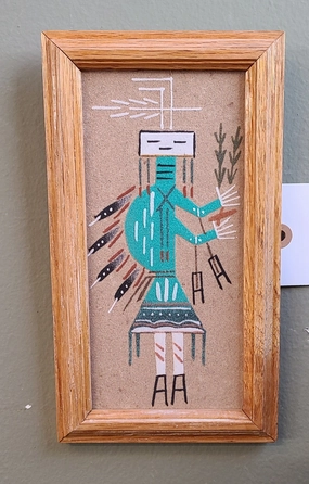 PAIR OF MINI NAVAJO SAND PAINTINGS classic mural painting