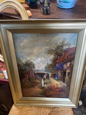 PAIR OF NORTON PRICE PAINTINGS OF GARDEN SCENES 1864-1957 classic mural painting