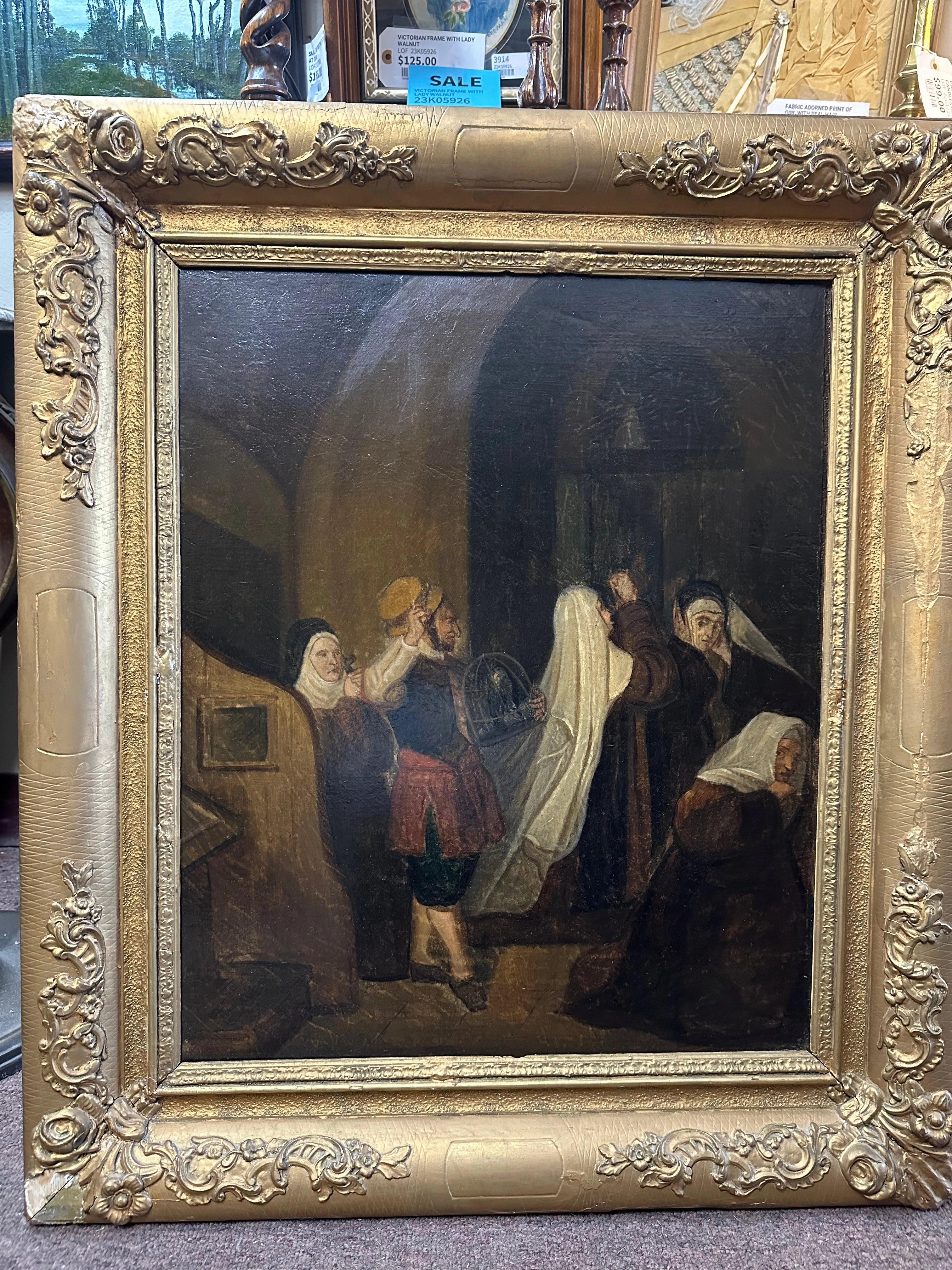 PAIR OF NUN PAINTINGS classic mural painting