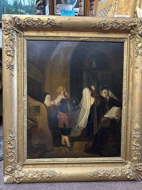 PAIR OF NUN PAINTINGS classic mural painting